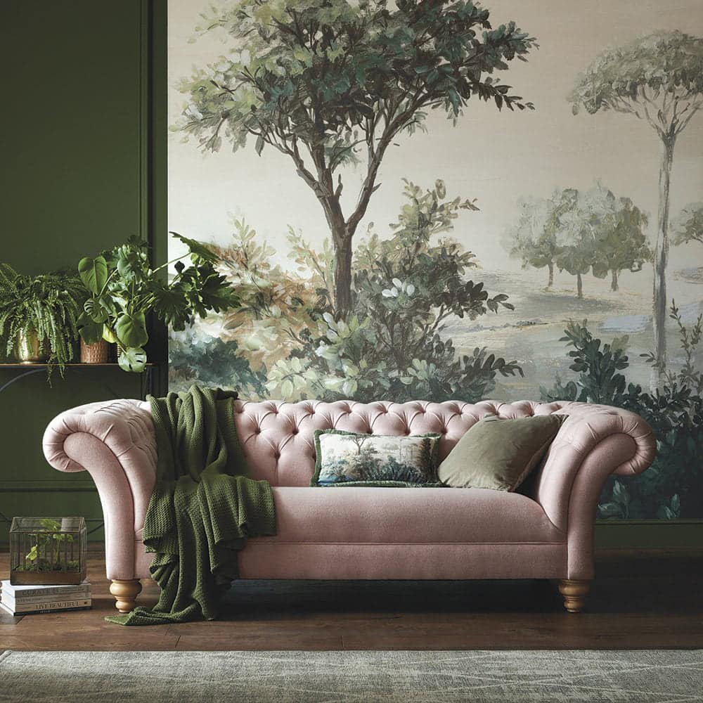 Beale Sofa handgefertigt in England, 3-Sitzer in Amatheon Blush, Wollmischung 70 % Wolle, elegantes Luxussofa für stilvolle Wohnzimmer.