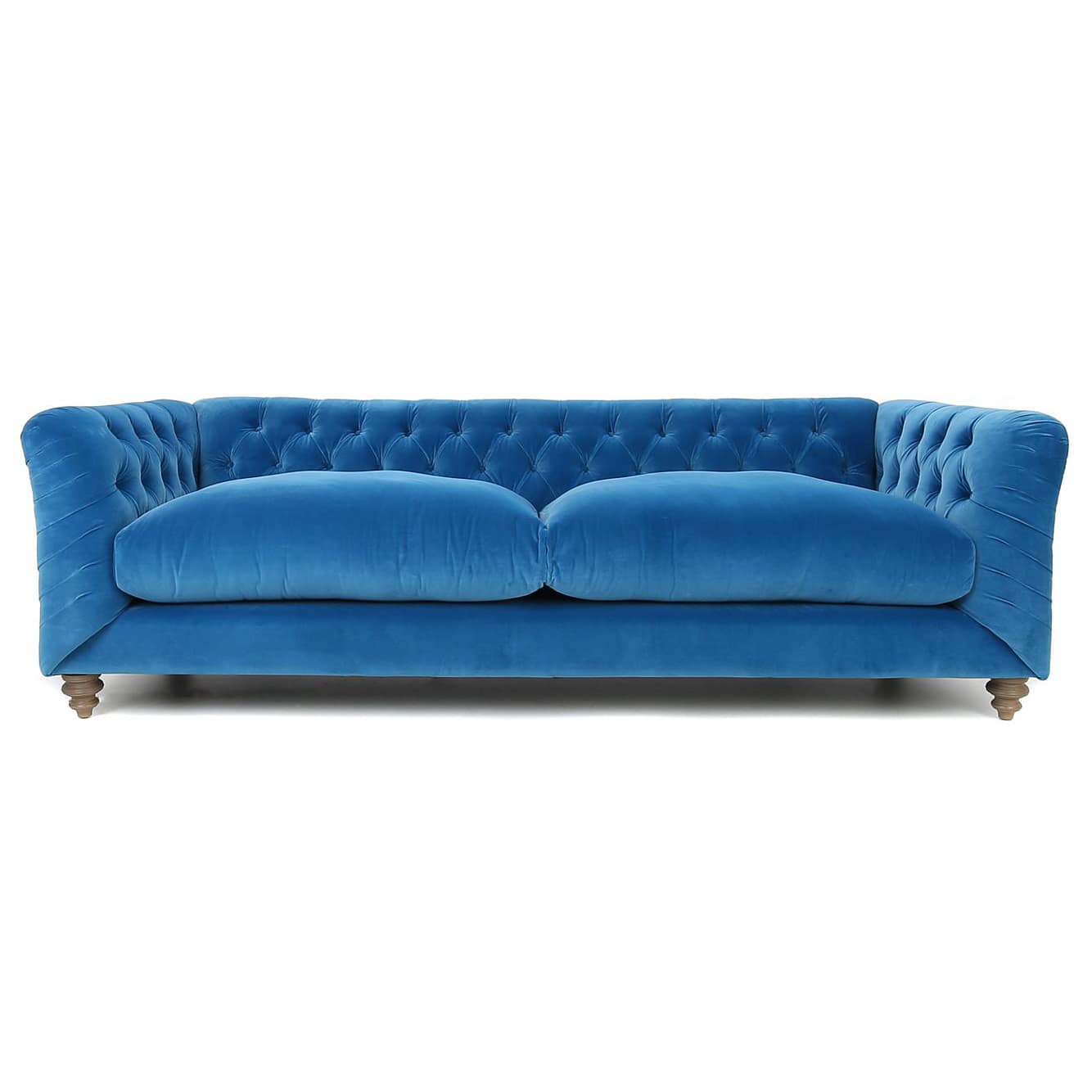 Tetrad Truffle Chesterfield Sofa in Samt – tiefe Knopfheftung, abgerundete Armlehnen, gedrechselte Füße