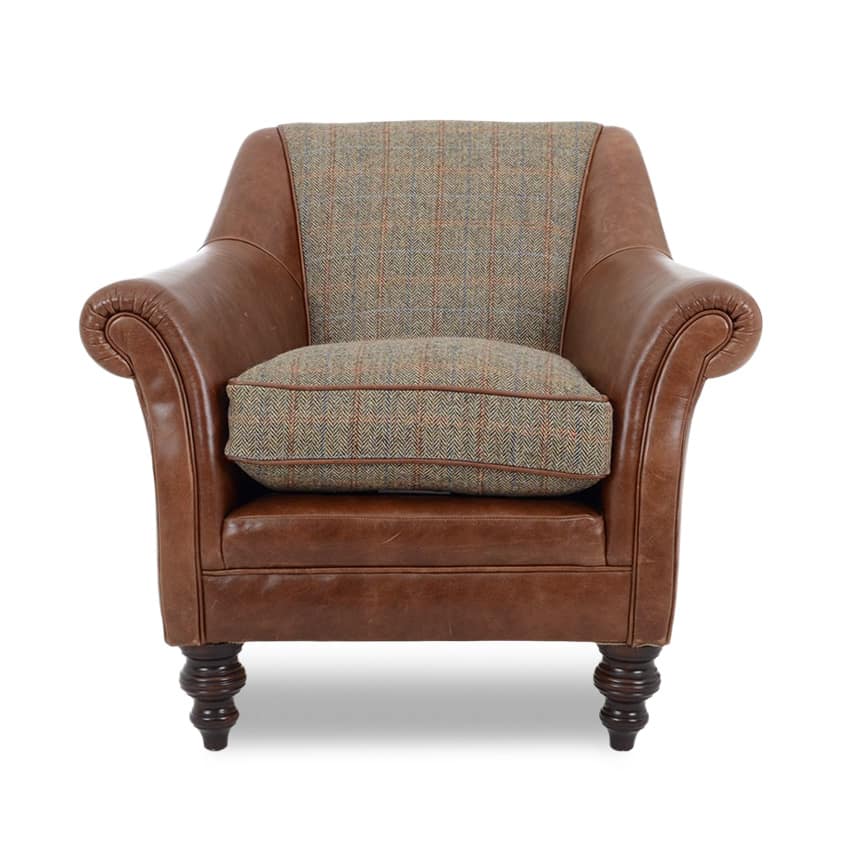 Tetrad Dalmore Accent Chair in Harris Tweed und Leder